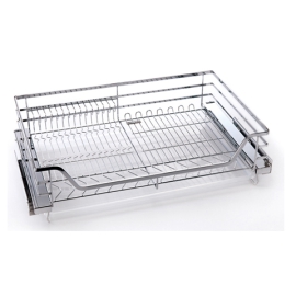 Rổ đựng bát đĩa inox nan dẹt, đa năng, ray giảm chấn