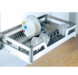 Rổ úp bát đĩa inox hộp đáy đặc ray giảm chấn