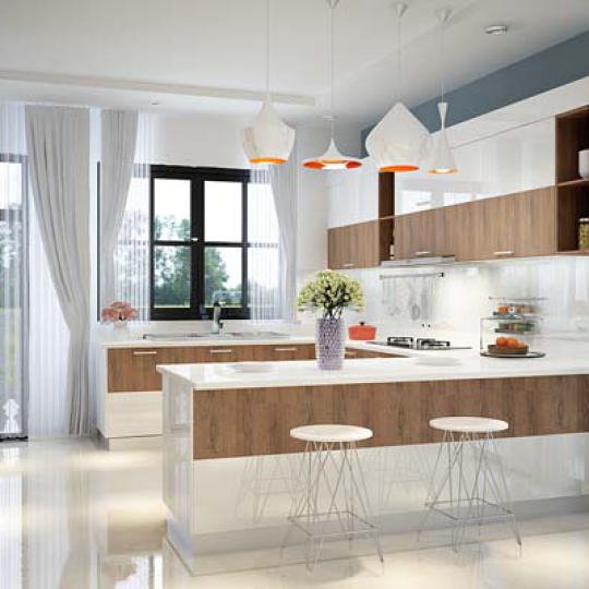 Tủ bếp gỗ công nghiệp
